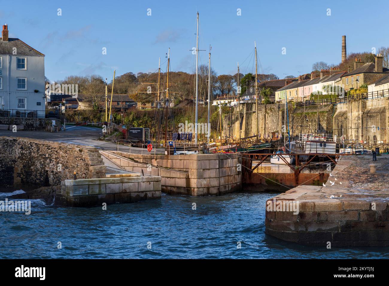 Charlestown Harbour, Cornwall, England Stock Photo Alamy