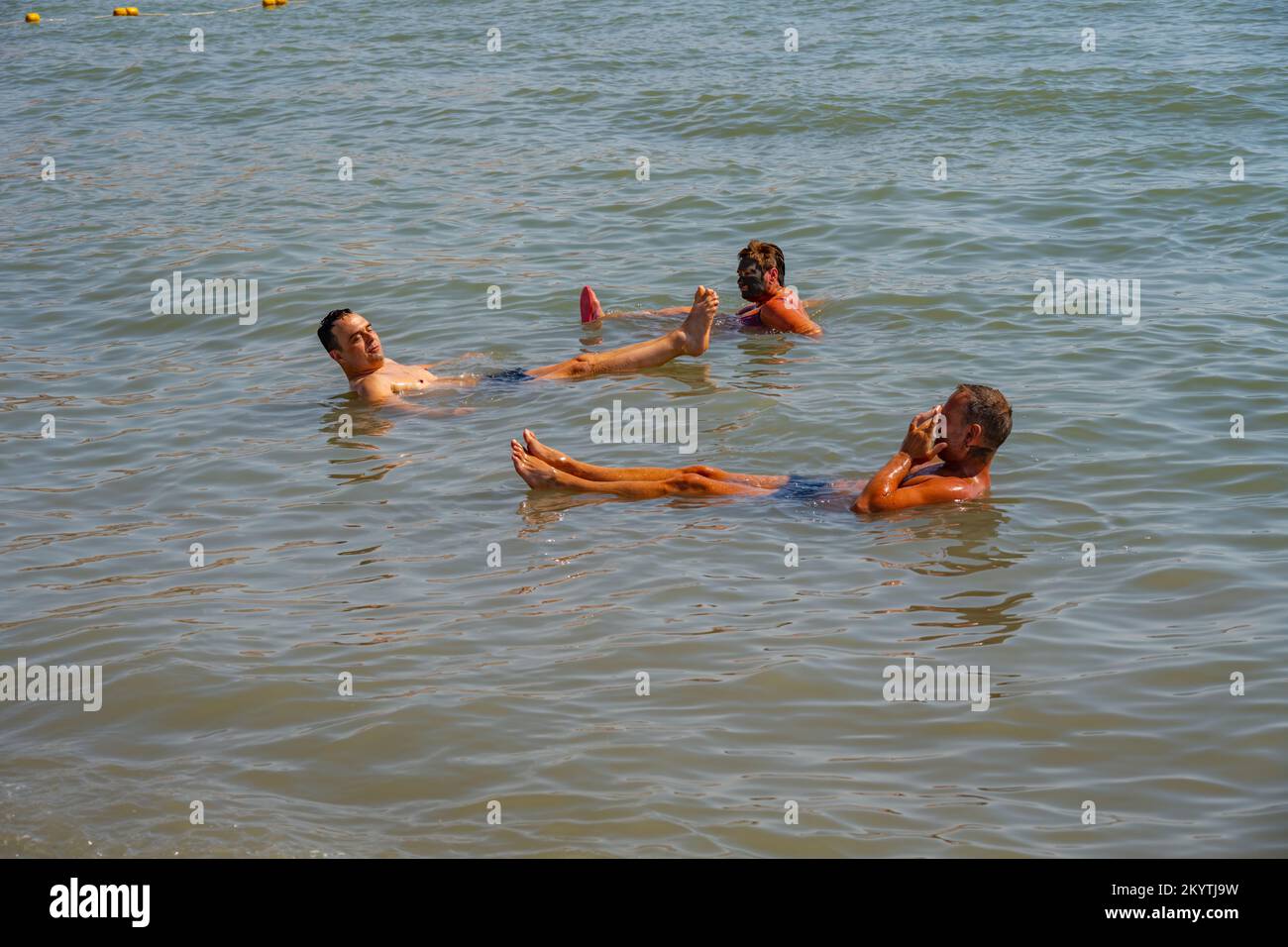 Floating on the Dead Sea Jordan Stock Photo