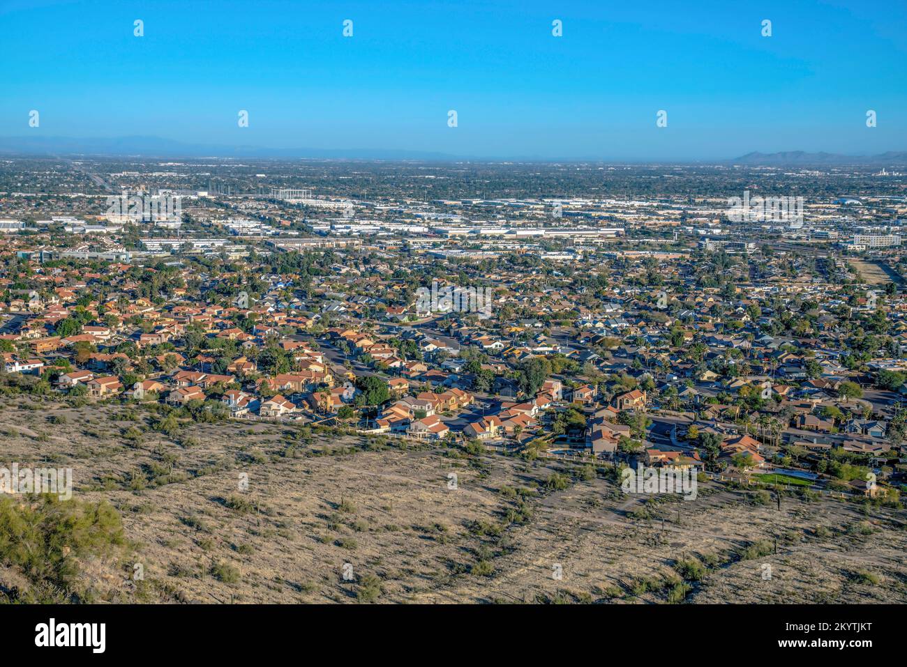 Phoenix, Arizona View of wealthy neighborhood below the Pima Canyon