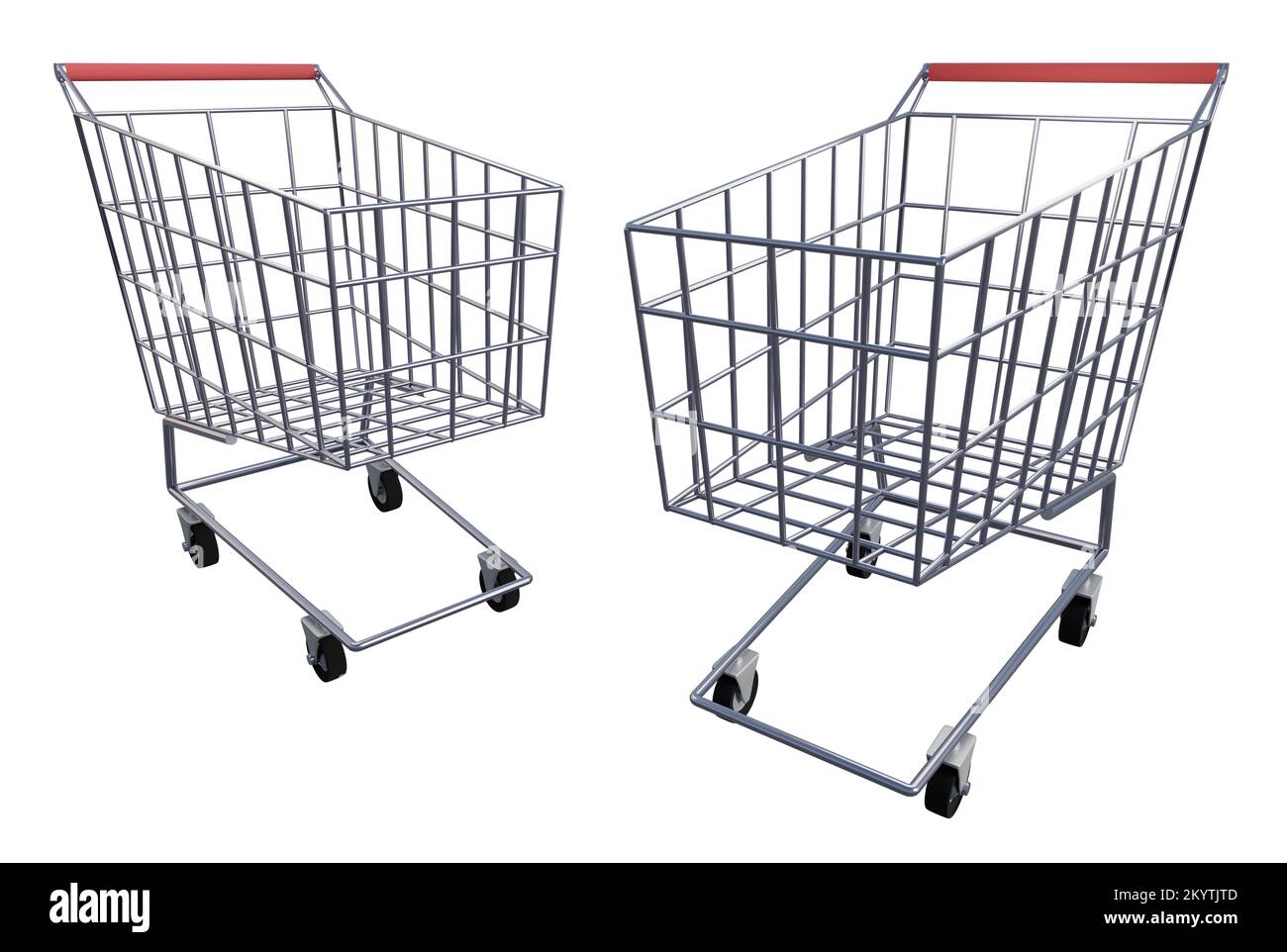 Empty shopping carts in isolated background, 3d rendering. Mockup