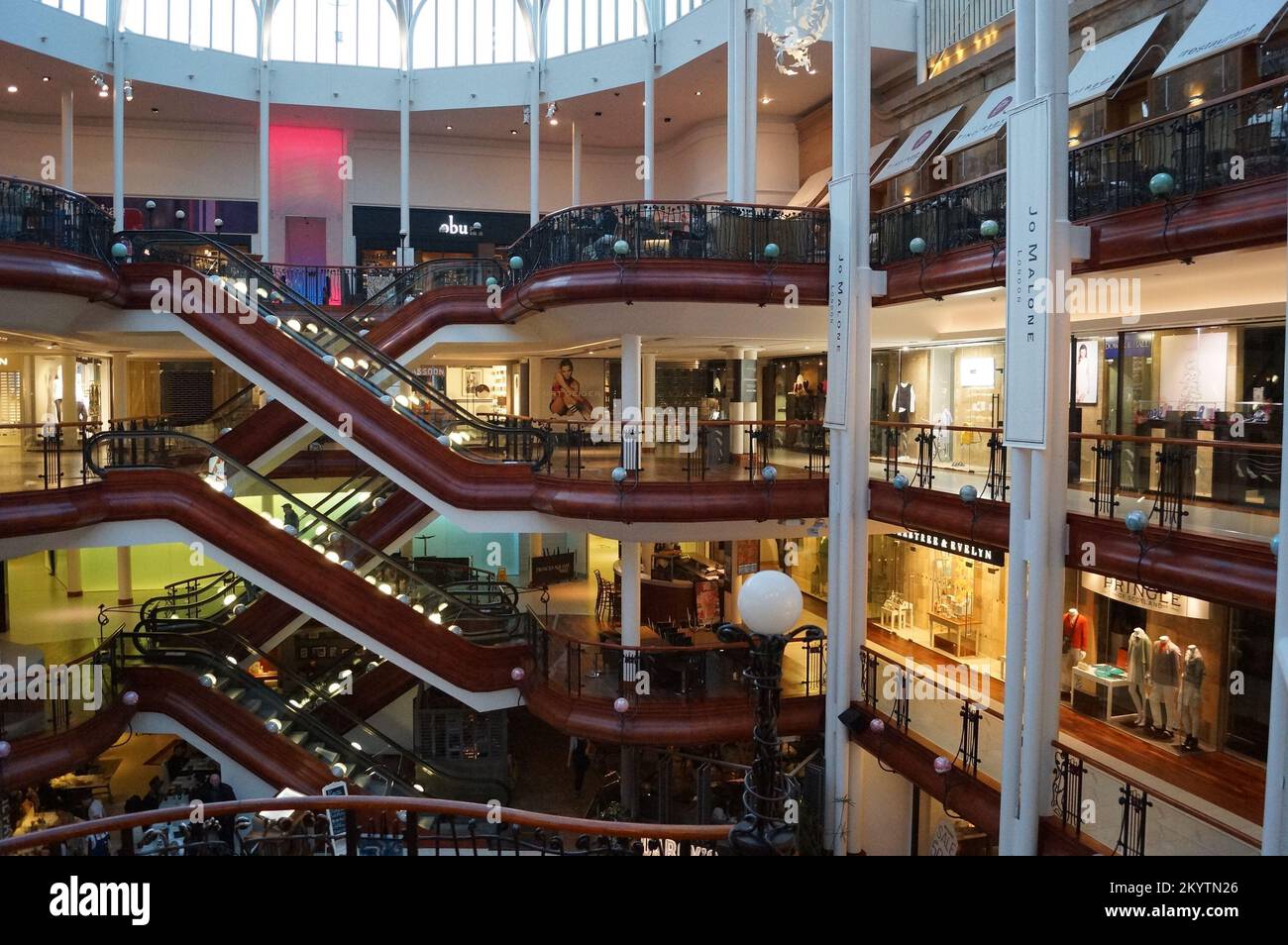 Glasgow, Scotland (UK): Princes Square shopping centre, a view of the internal staircase Stock Photo