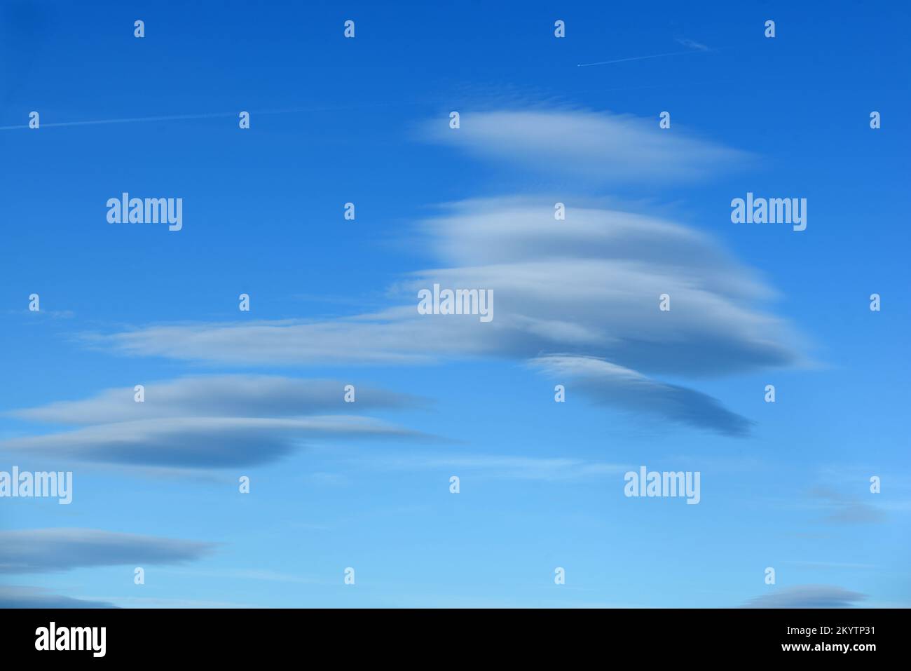 Lenticular Cloud Formation or Stratocumulus lenticular Clouds Stock Photo