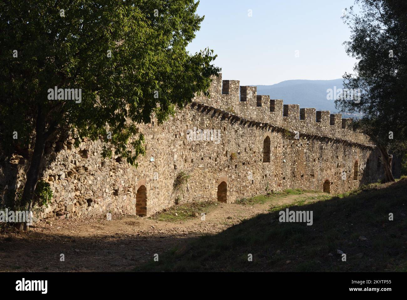 Grimaud Town Walls, City Walls, Fortified Wall or Crenallated Battlement Grimaud Var Provence France Stock Photo