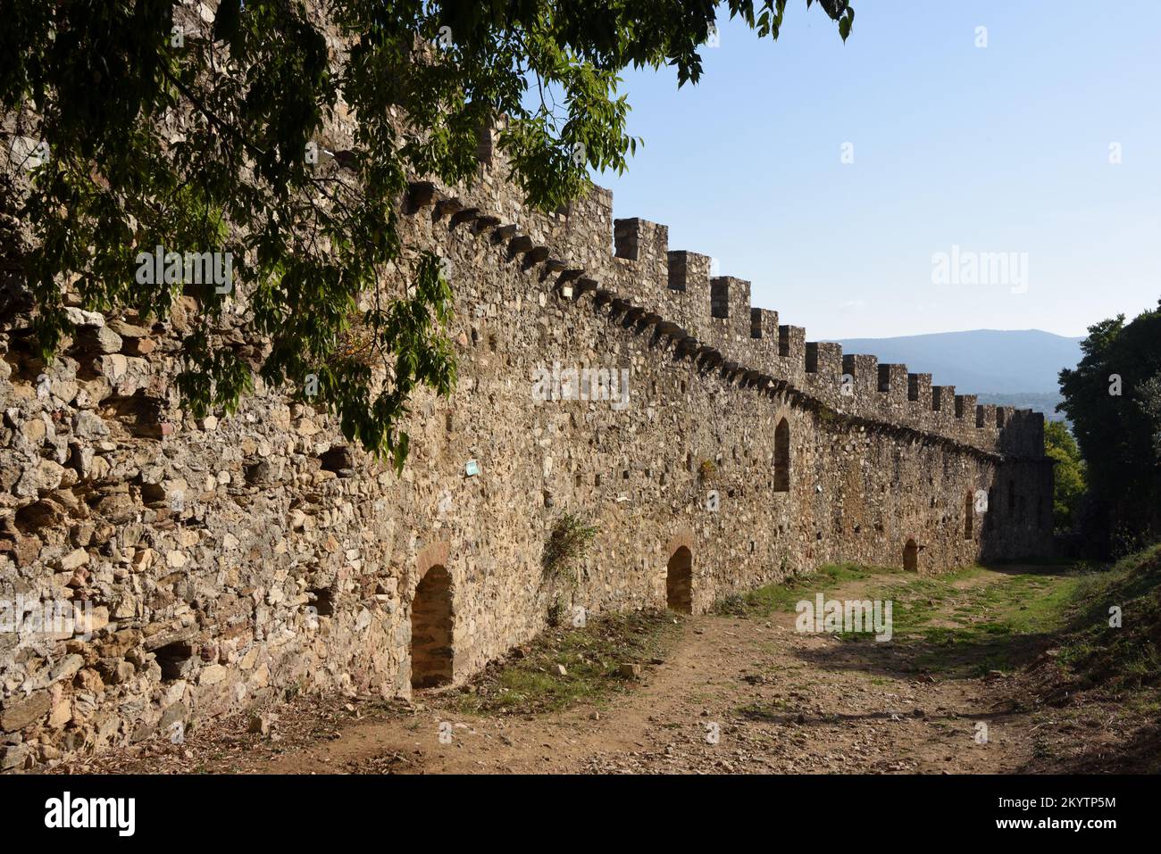Grimaud Town Walls, City Walls, Fortified Wall or Crenallated Battlement Grimaud Var Provence France Stock Photo