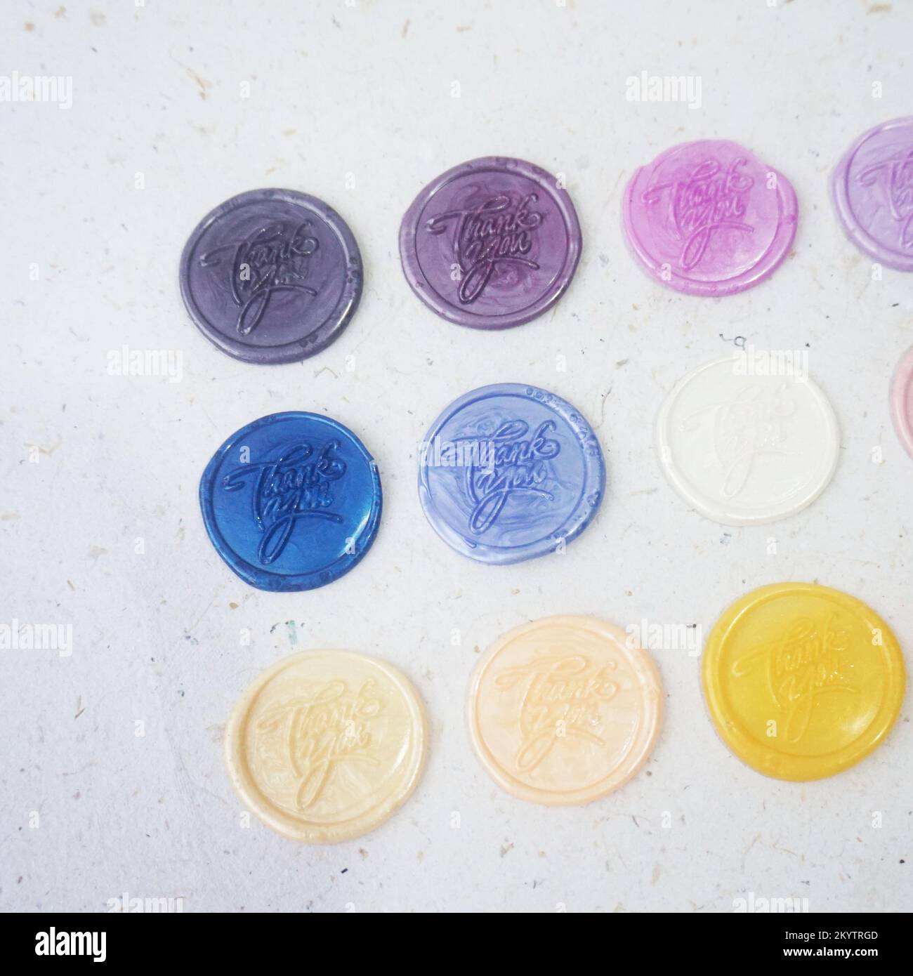 pretty wax coins for a vintage look for wedding or invitation decoration Stock Photo Alamy