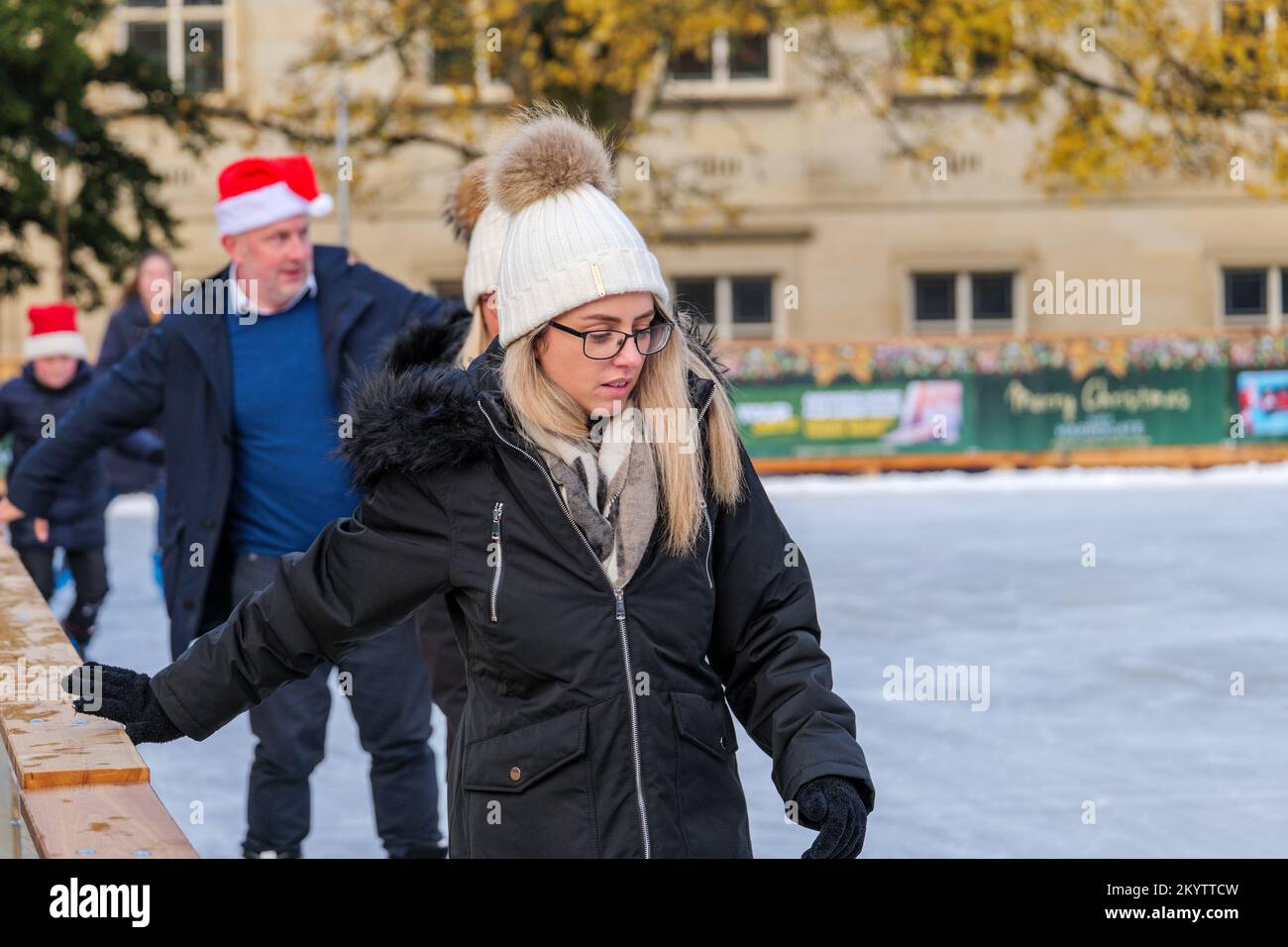 Harrogate, UK. 2nd December, 2022. Intrepid ice skaters take to the ice