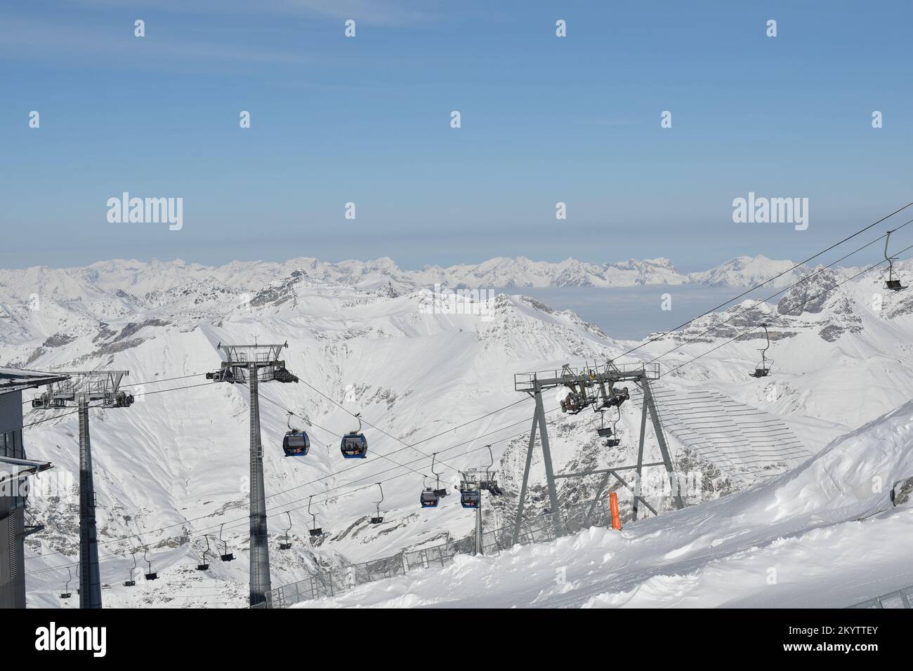 Old chairlift built on a rock on Hintertux Glacier Stock Photo Alamy