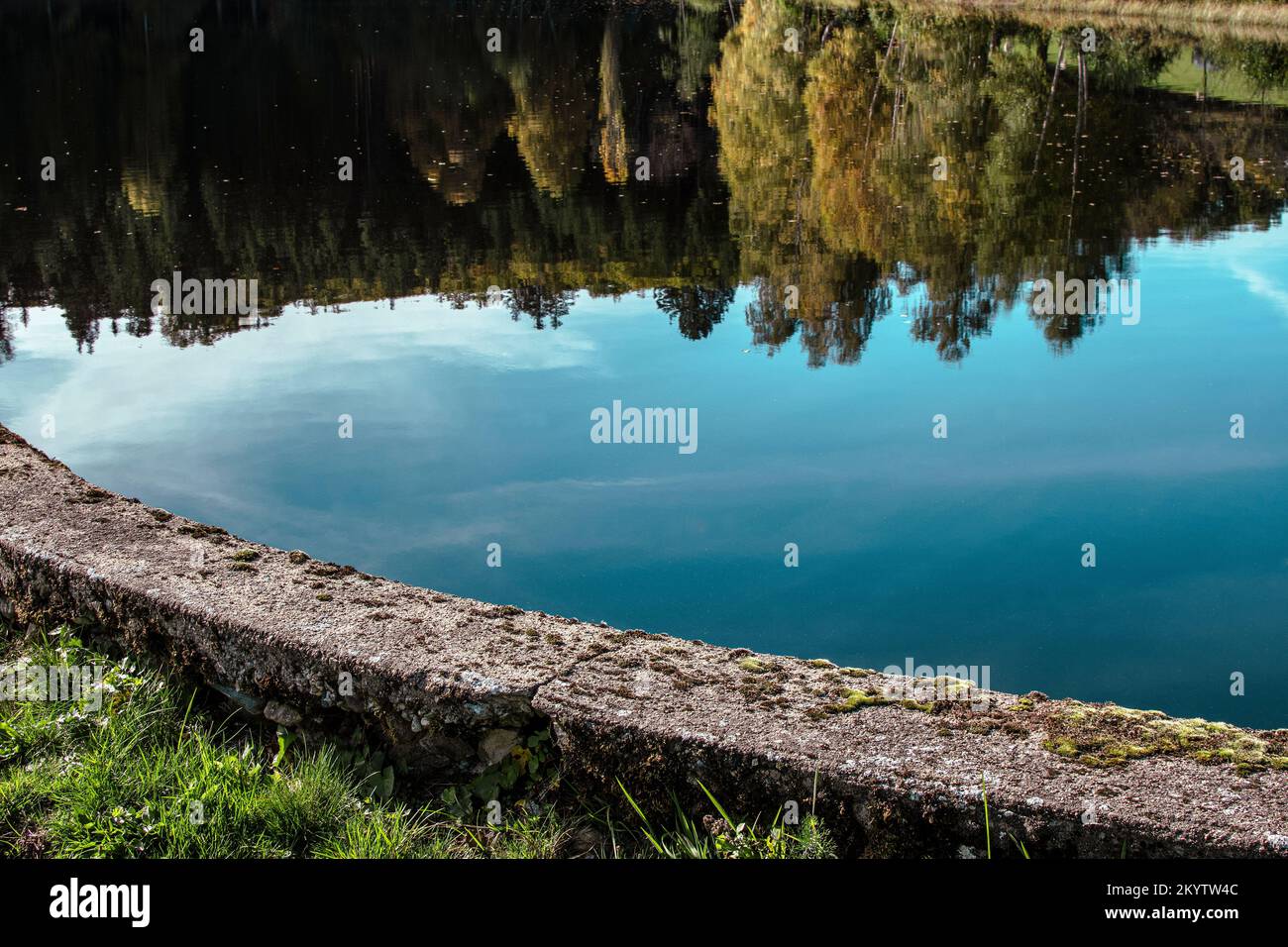 Edge of lake in Auvergne. France Stock Photo