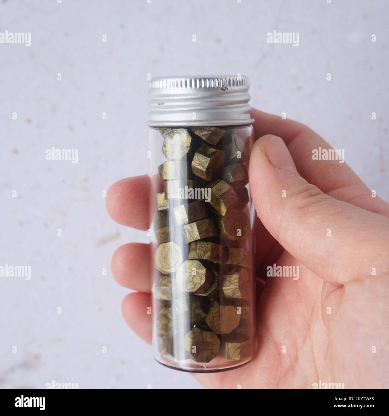 pretty wax coins for a vintage look for wedding or invitation decoration Stock Photo Alamy