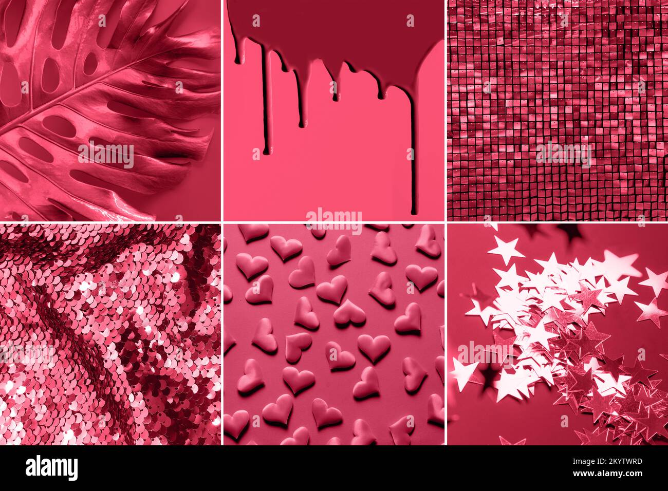 Color Washed Object Collage Fondos De Collage De Color Rosa Collage De Muchos Corazones Cortados