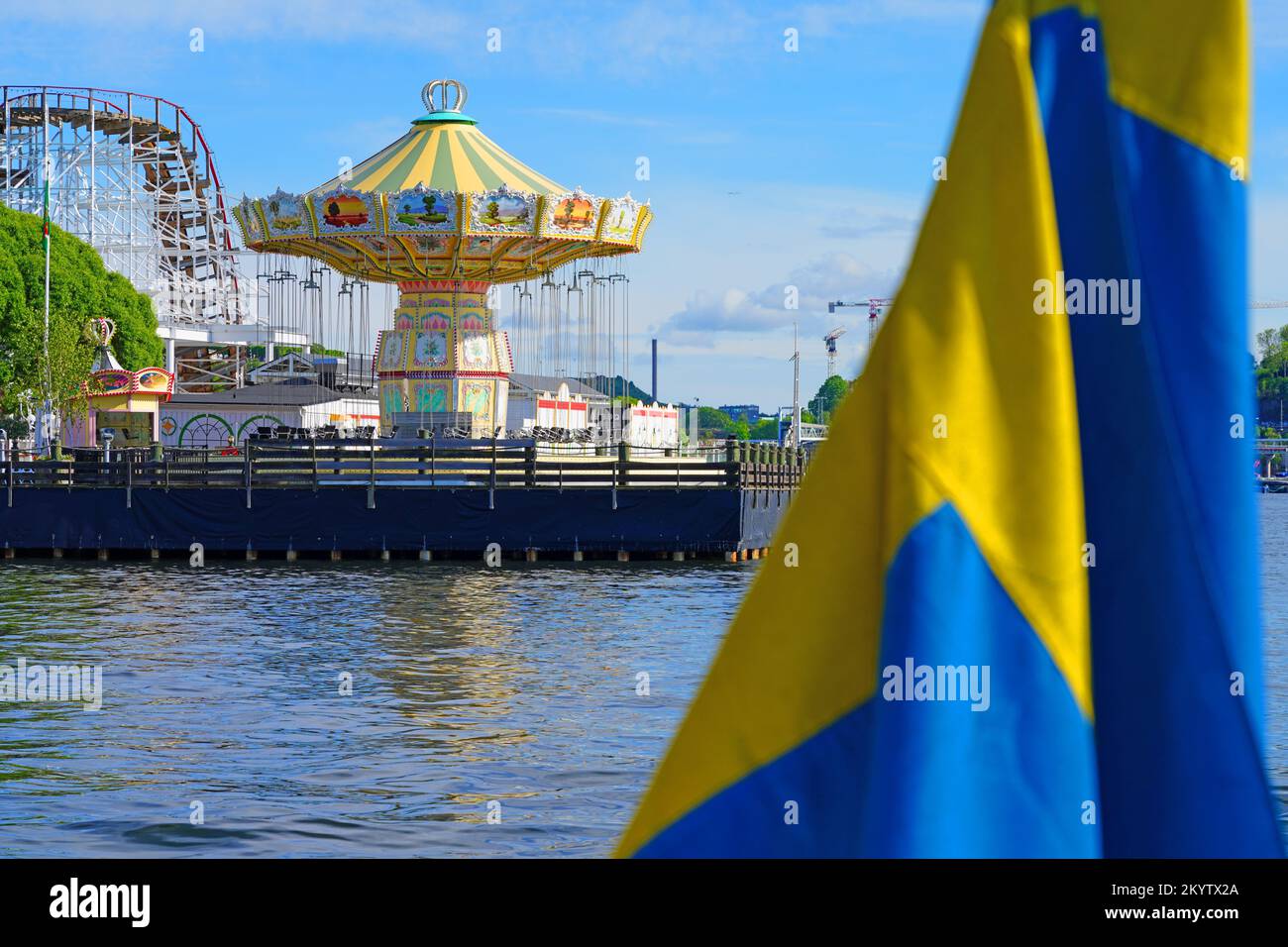 STOCKHOLM, SWEDEN -30 MAY 2022-  View of the Grona Lund (Gronan), a landmark amusement park with rollercoasters located on the island of Djurgarden in Stock Photo