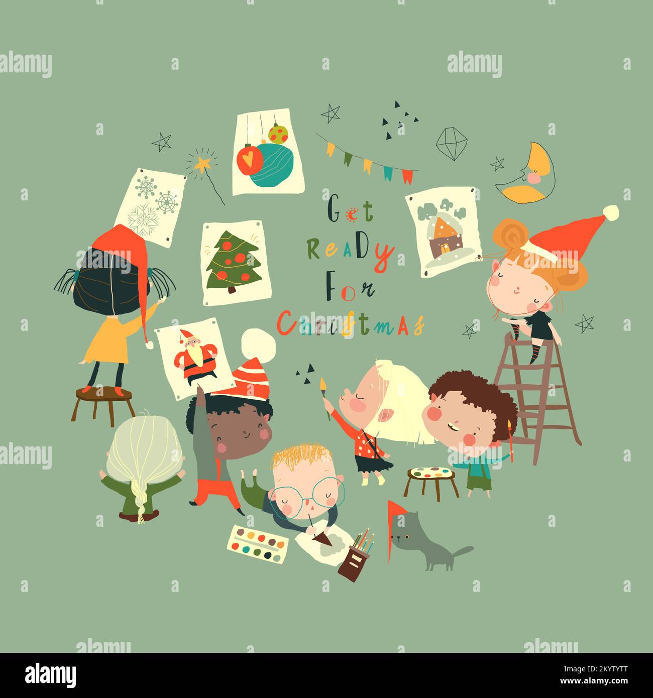 Cartoon kid getting nothing for christmas