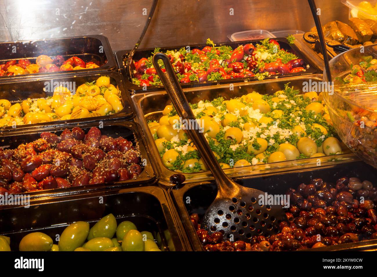 Delicatessen counter at a market Stock Photo Alamy