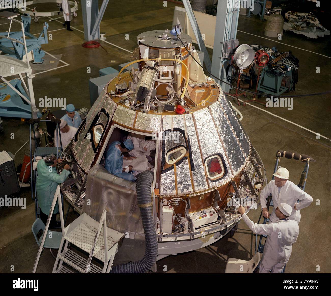 Command Module Heat Shield Installation High-angle view of S/C-012 ...