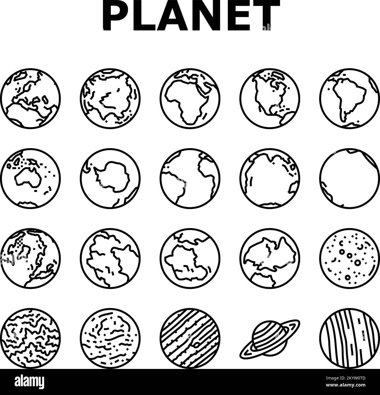 earth world planet globe map icons set vector Stock Vector Image & Art ...