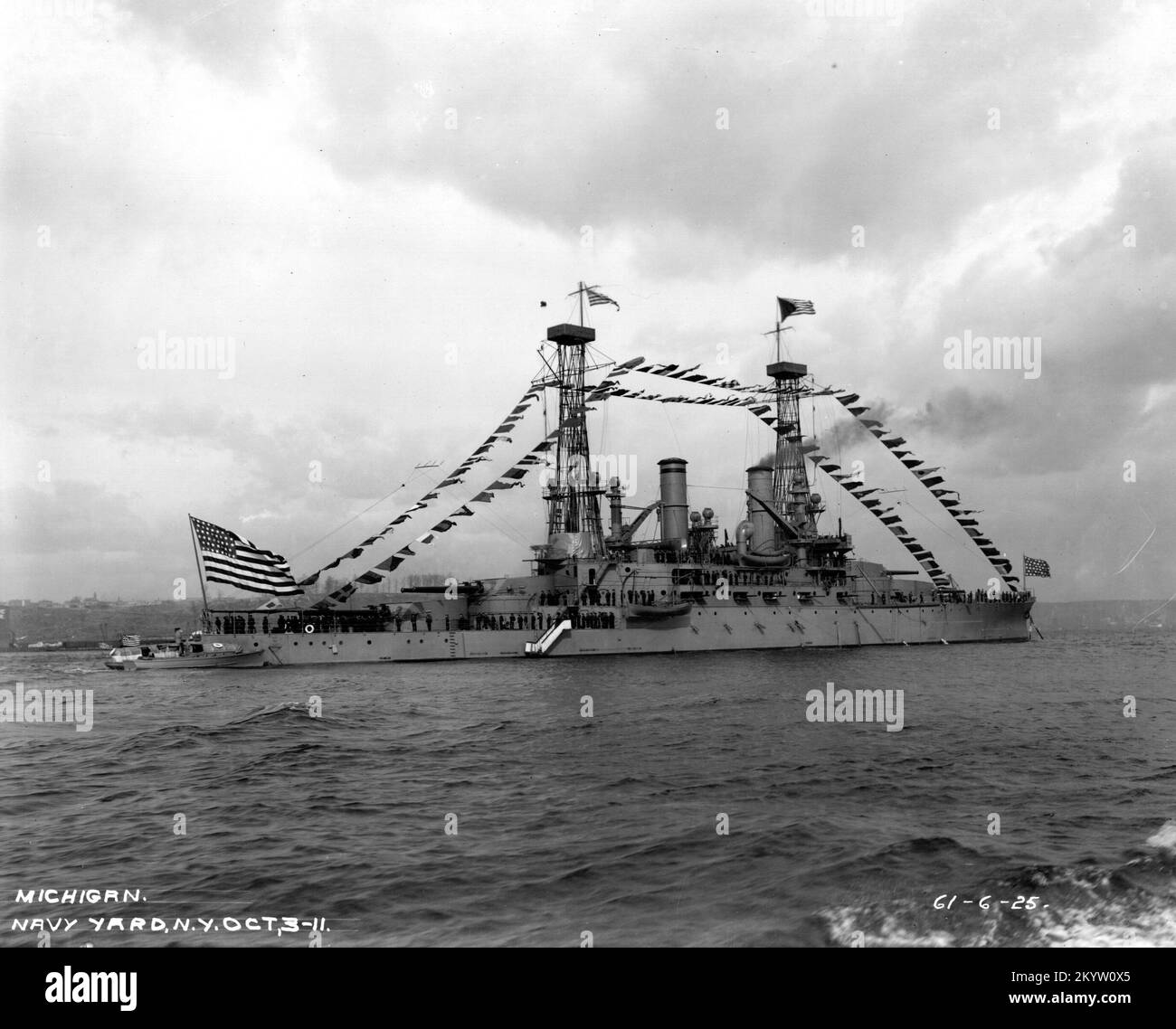 Photograph of the Battleship USS Michigan at the Brooklyn Navy Yard