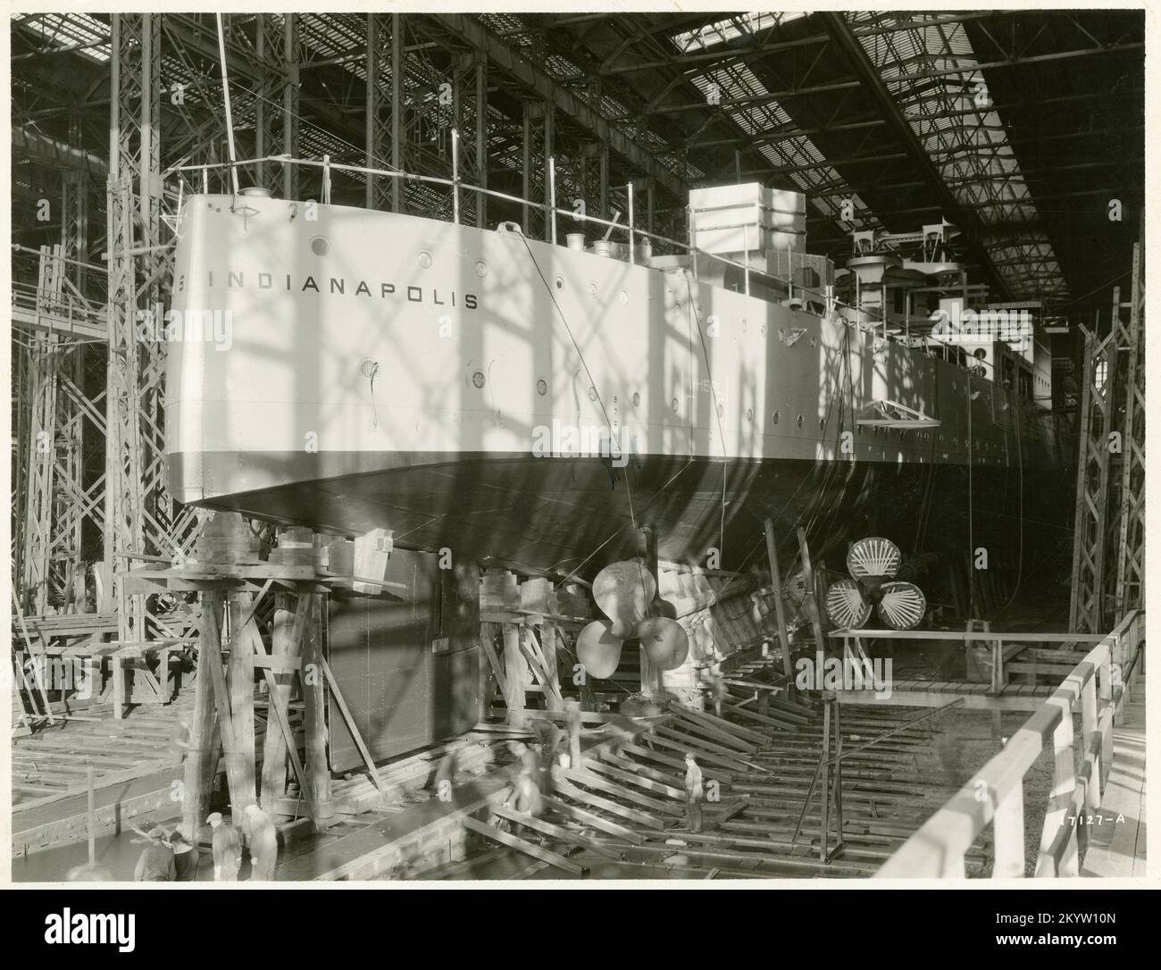 Photograph of the USS Indianapolis (CA-35) Launching , Ships, Naval ...