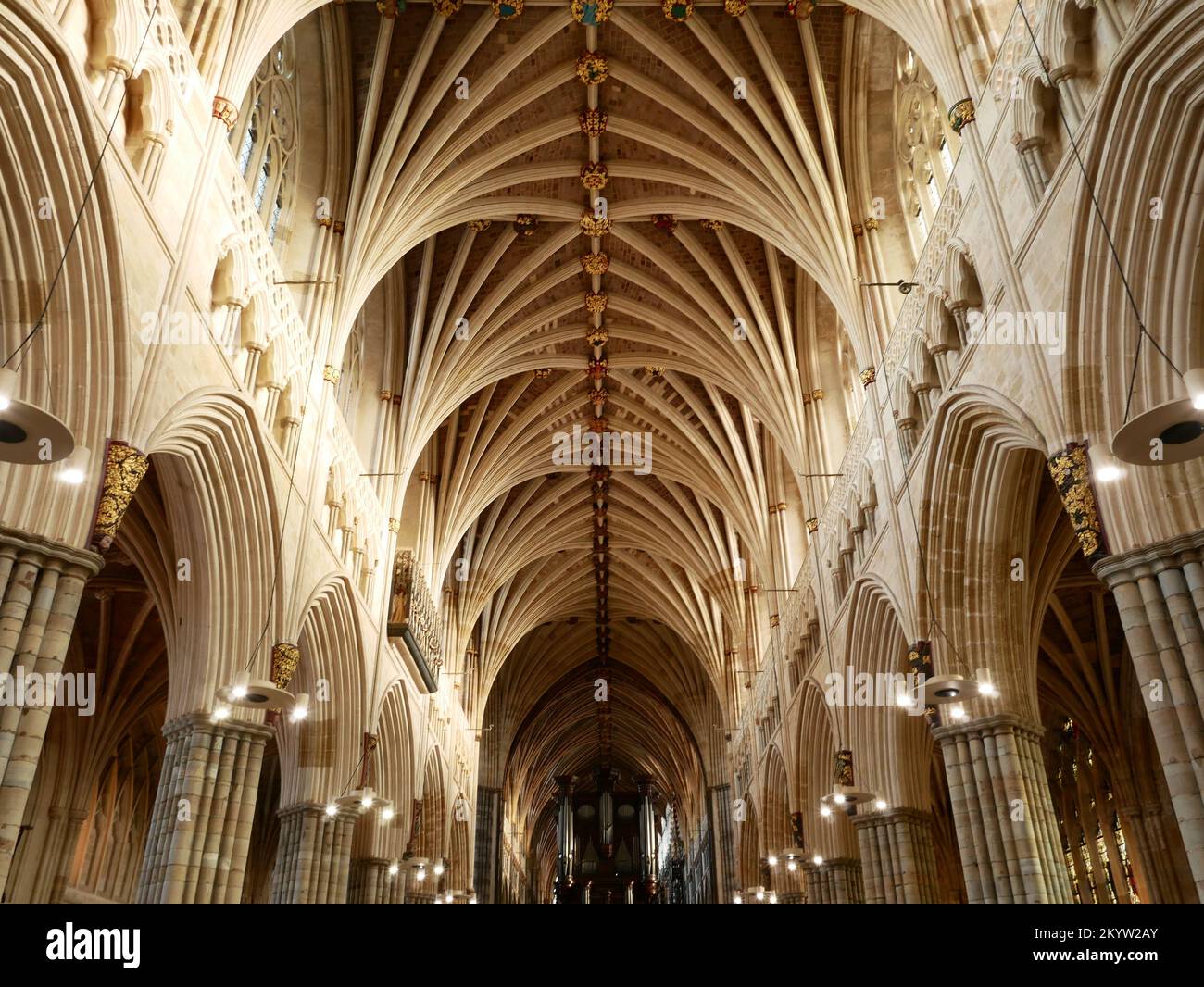 Exeter Cathedral Vault ceiling interior Stock Photo