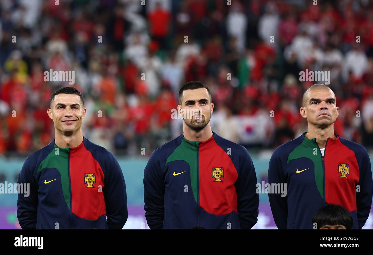 Ar Rayyan, Qatar, 2nd December 2022. Cristiano Ronaldo, Diogo Costa and Pepe of Portugal  during the FIFA World Cup 2022 match at Education City Stadium, Ar Rayyan. Picture credit should read: David Klein / Sportimage Credit: Sportimage/Alamy Live News Stock Photo