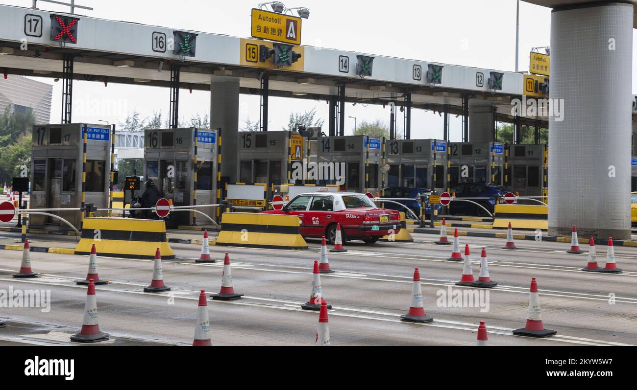 Western Harbour Crossing tunnel tolls are seen at the West Kowloon side