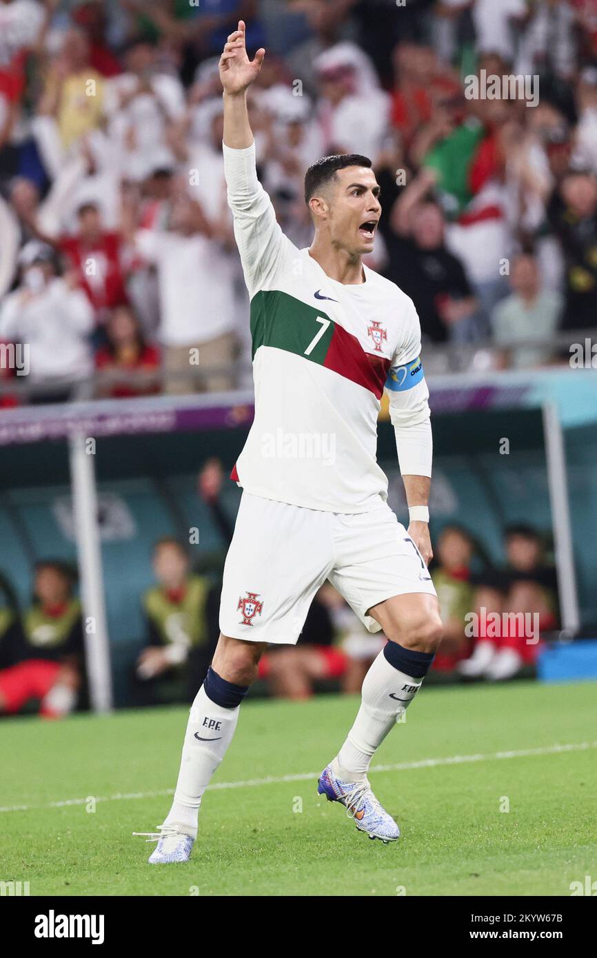 Al Rayyan, Qatar. 2nd Dec, 2022. Cristiano Ronaldo of Portugal smiles  before the Group H match between South Korea and Portugal at the 2022 FIFA  World Cup at Education City Stadium in