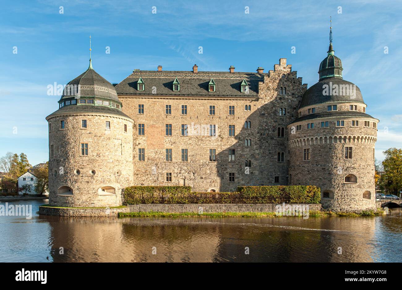 Örebro Castle and river Svartån during autumn in Sweden Stock Photo