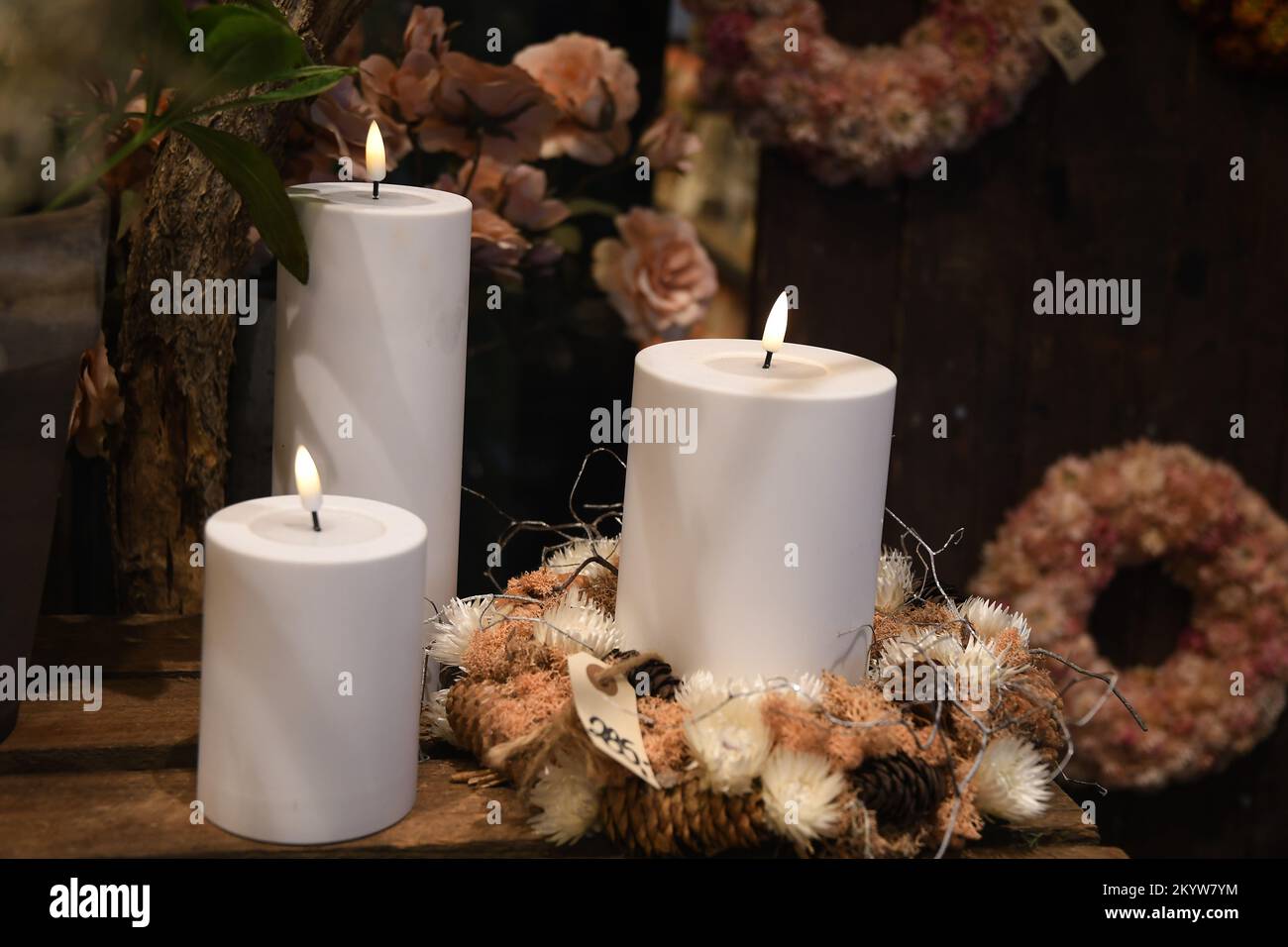 Copenhagen/Denmark/02 December 2022/ Christmas candles and items for