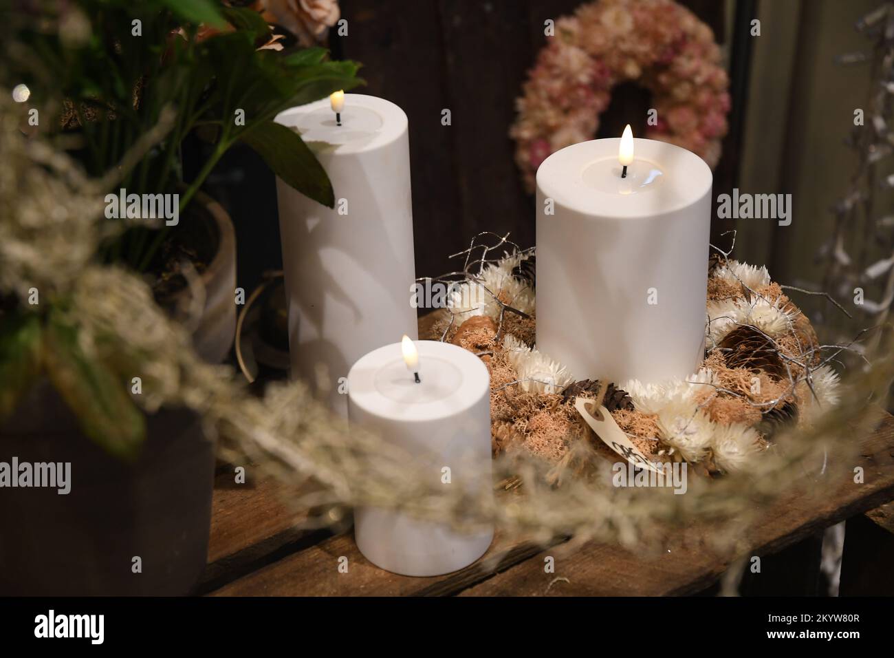 Copenhagen/Denmark/02 December 2022/ Christmas candles and items for