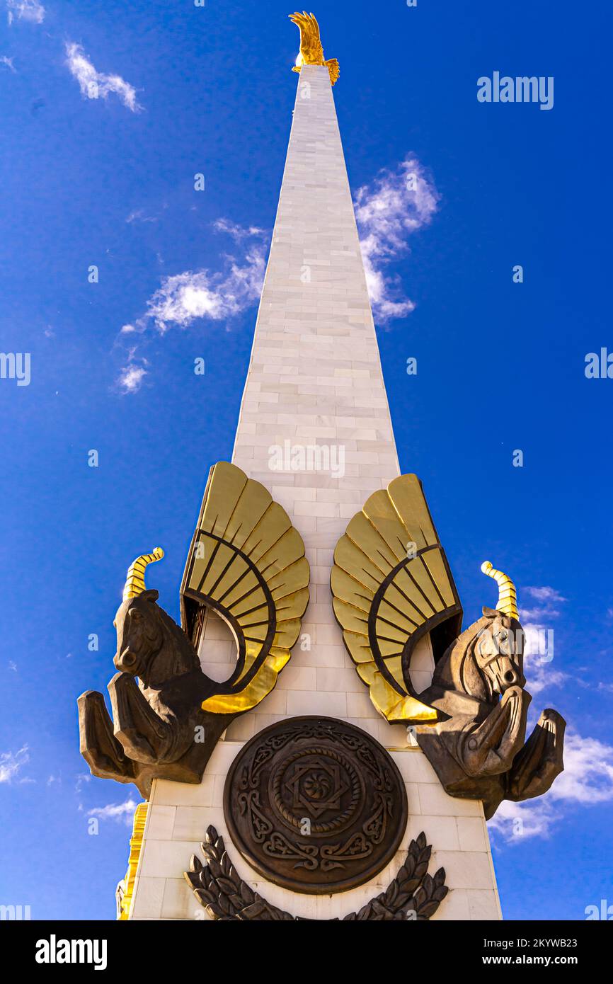 Karagandy landmarks: Stela of independence of Kazakhstan. Karaganda, Kazakstan Stock Photo