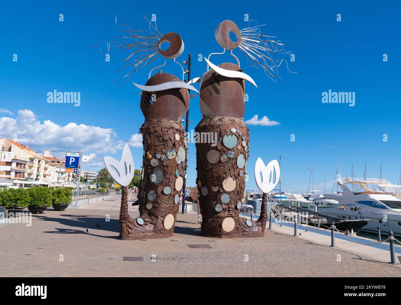 El Pla de les Serenes Cambrils promenade sculptures Costa Dorada Tarragona Province Spain Stock Photo