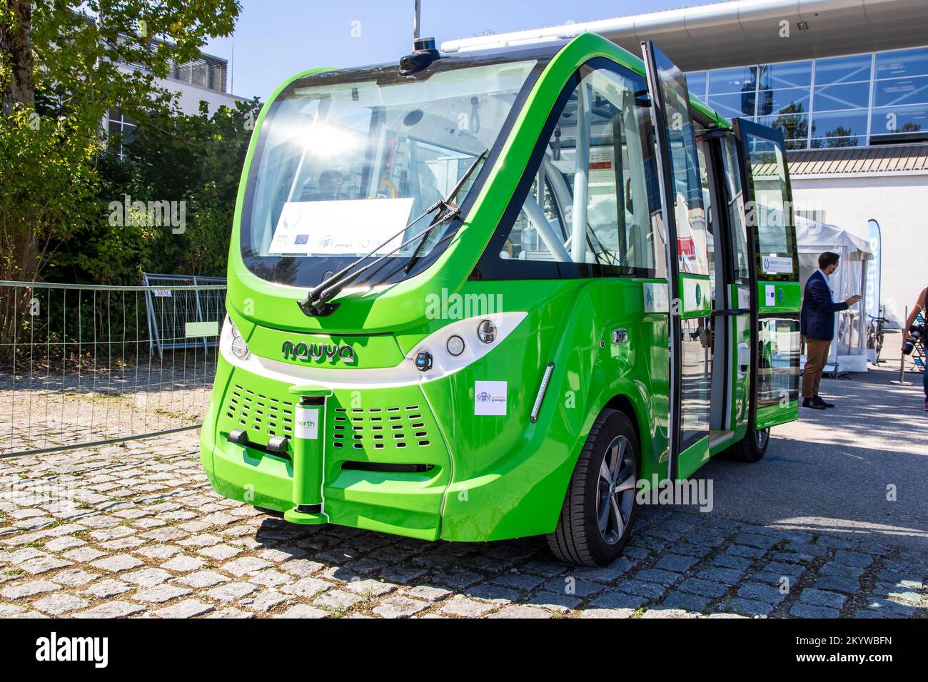 Navya electric self-driving shuttle showcased at the IAA Mobility 2021 motor show in Munich, Germany - September 6, 2021. Stock Photo