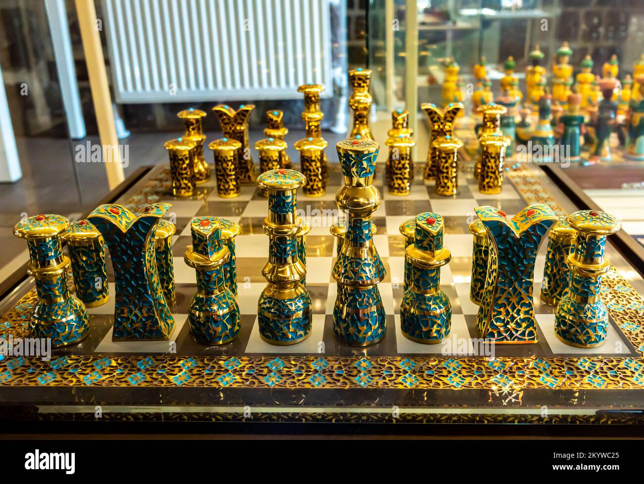 Ottoman palace themed Turkish chess set. Chess sets from Turkey. Chess pieces. Chess figure.Turkey Stock Photo