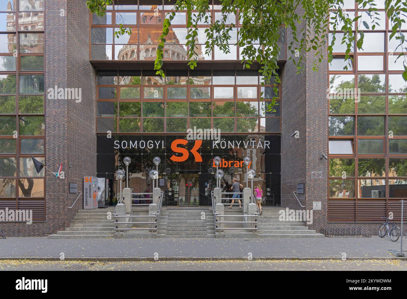 Szeged, Hungary - July 30, 2022: Entrance to University of Szeged SZTE Klebelsberg City Library Building, Stock Photo