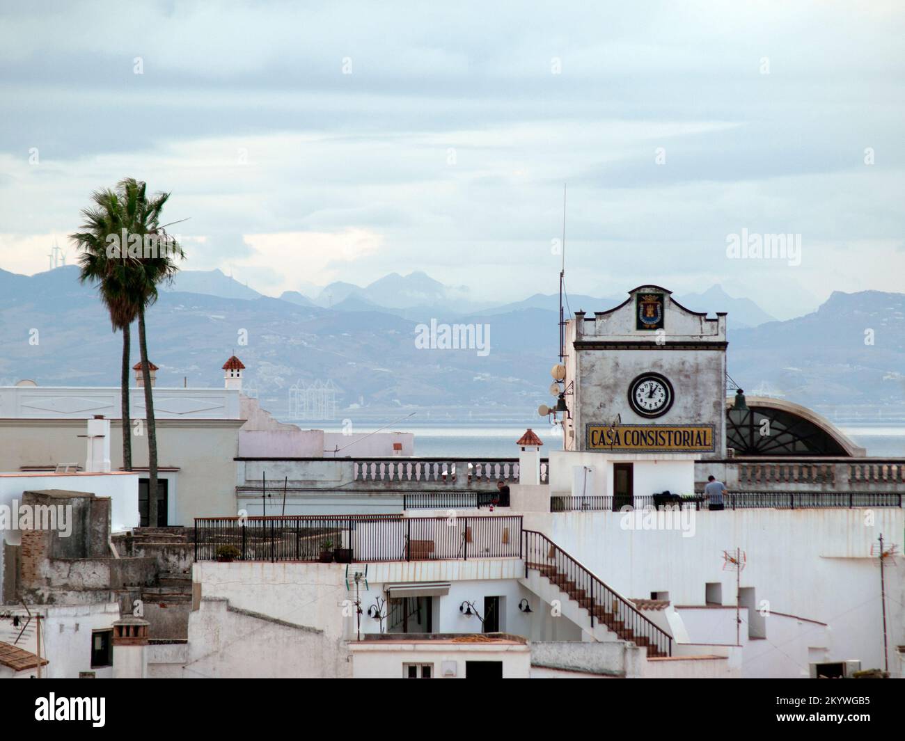 Morocco as seen from Tarifa in southern Spain Stock Photo