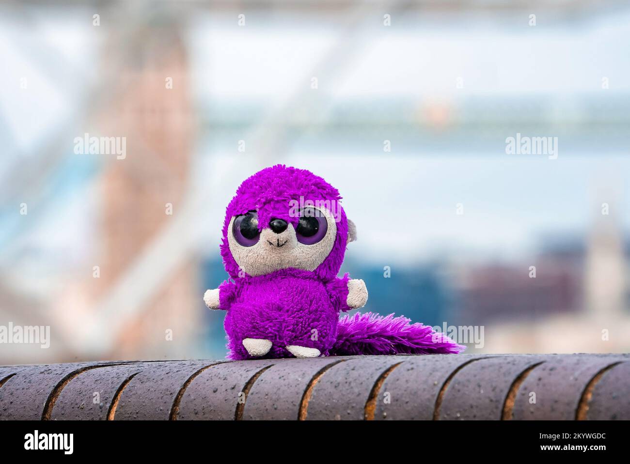 Fluffy cute toy exploring London, UK Stock Photo Alamy