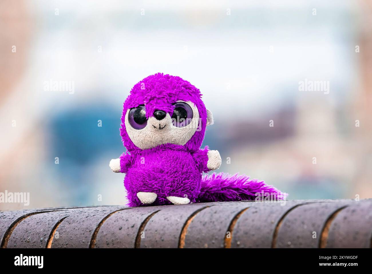 Fluffy cute toy exploring London, UK Stock Photo Alamy