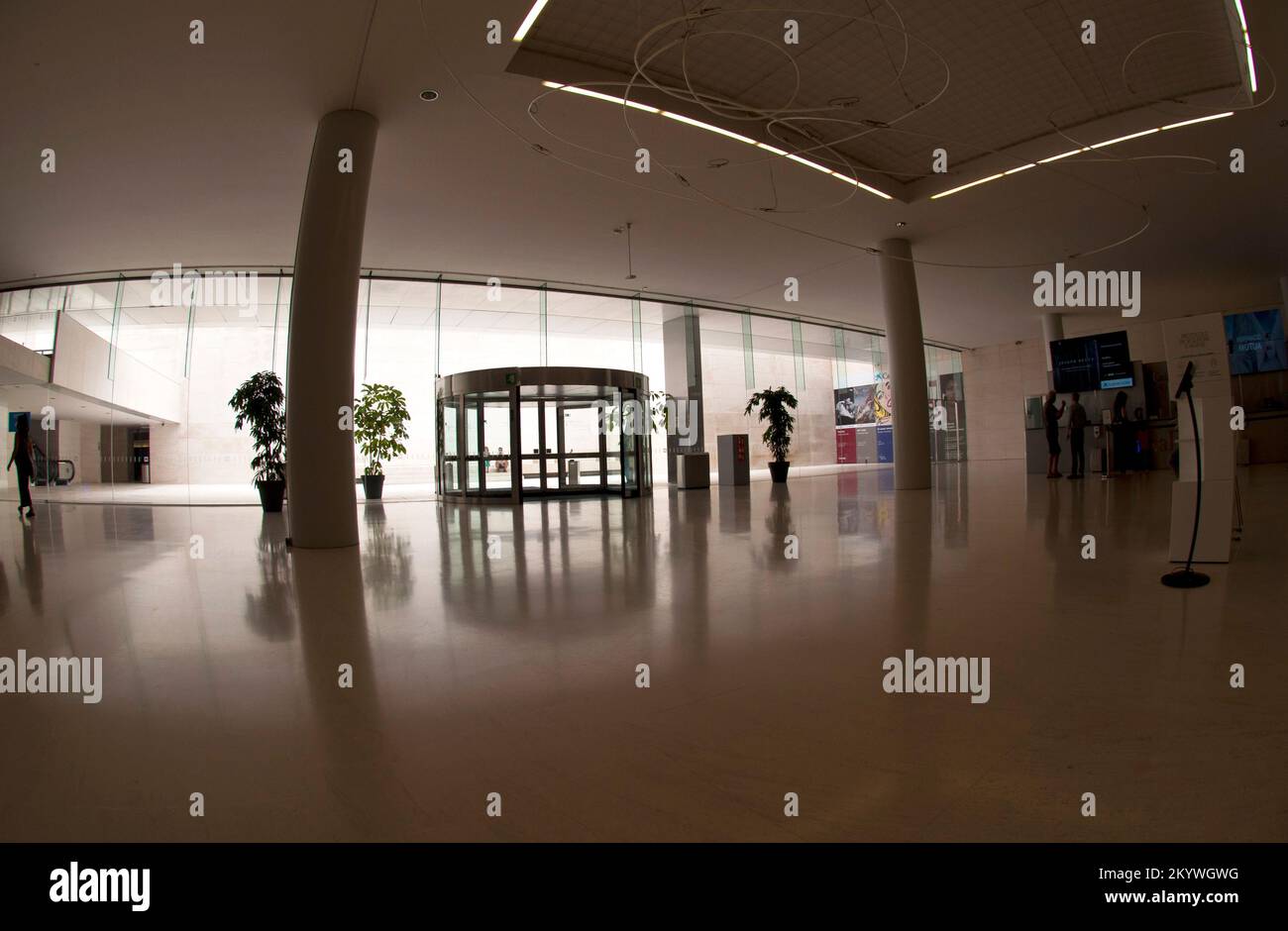 The hall of Caixaforum Barcelona with revolving doors, Sants-Montjuic district, Spain Stock Photo