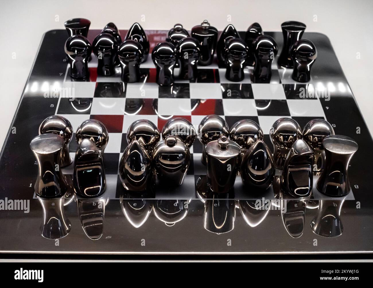 French chess set. Chess sets from France. Chess pieces. Chess figure.France. Metal Stock Photo