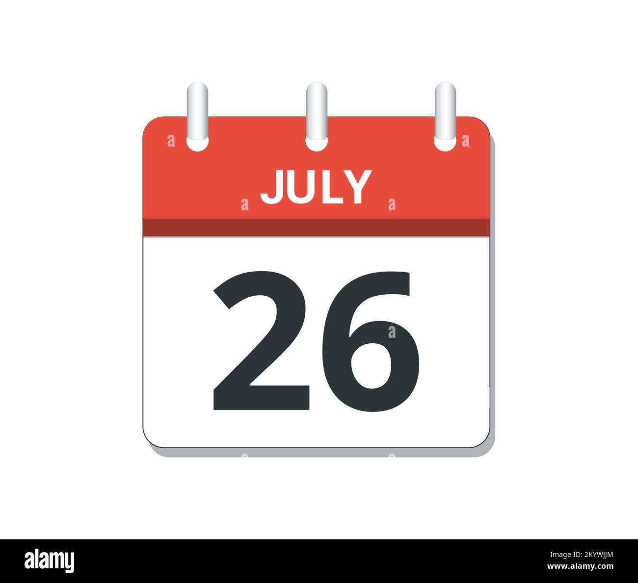 July 26th calendar icon vector concept of schedule business and tasks