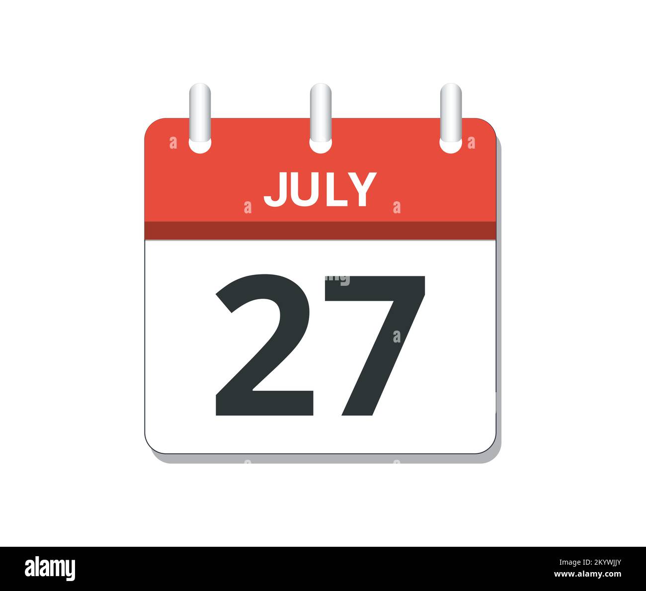 July 27th calendar icon vector. Concept of schedule, business and tasks Stock Vector