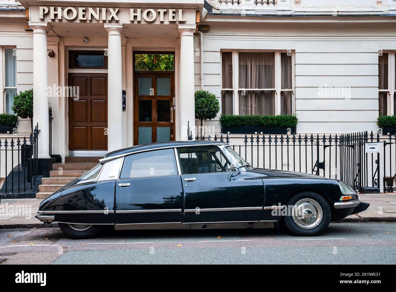 1973 Citroen SM classic car parked by the luxury hotel. Stock Photo