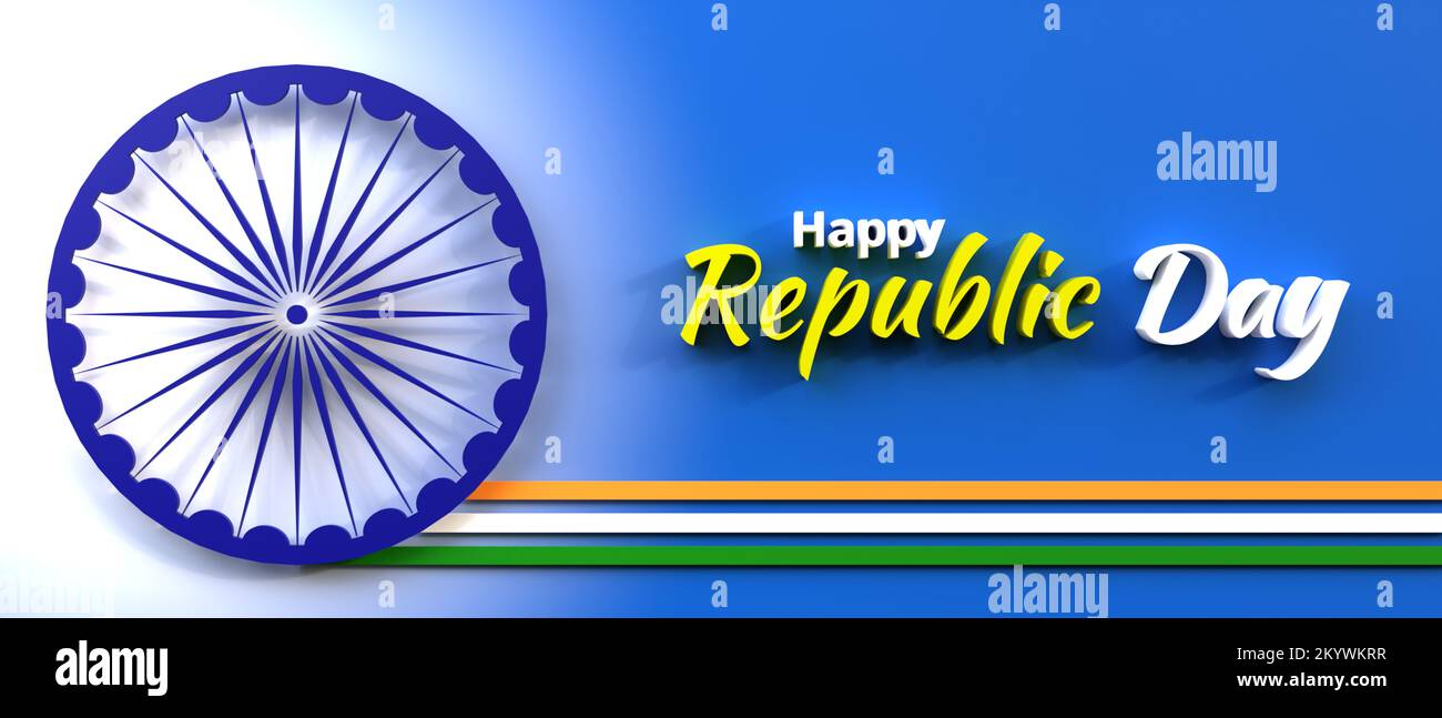 India republic day background design with ashok chakra in 3d
