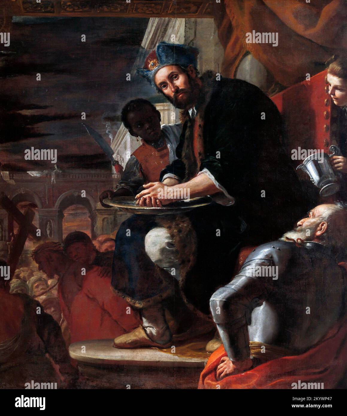 Pilate Washing his Hands by Mattia Preti (1613–1699), oil on canvas, c.1656-61 Stock Photo