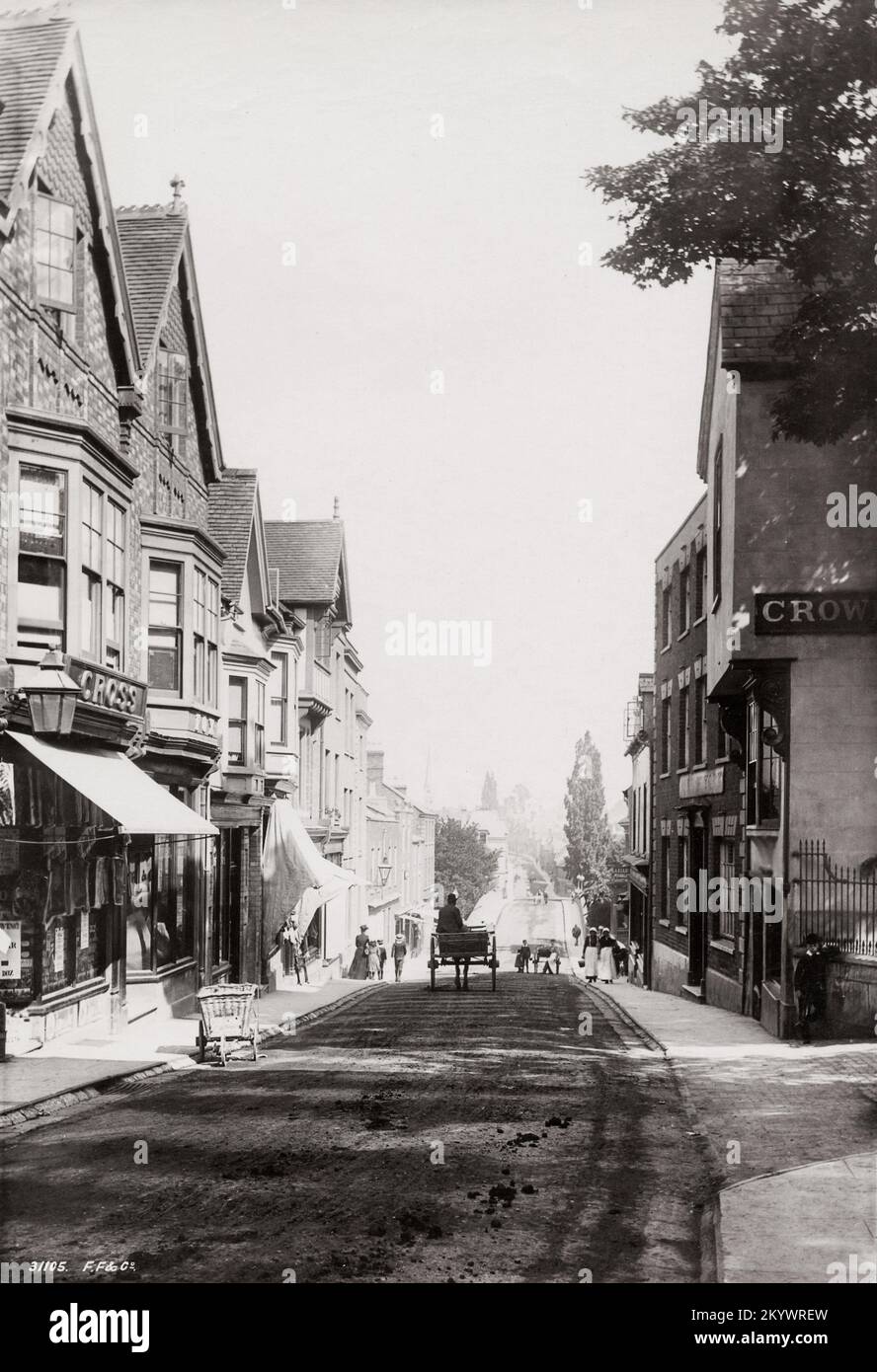 Vintage photograph 1892 Bridge Street, Evesham, Worcestershire