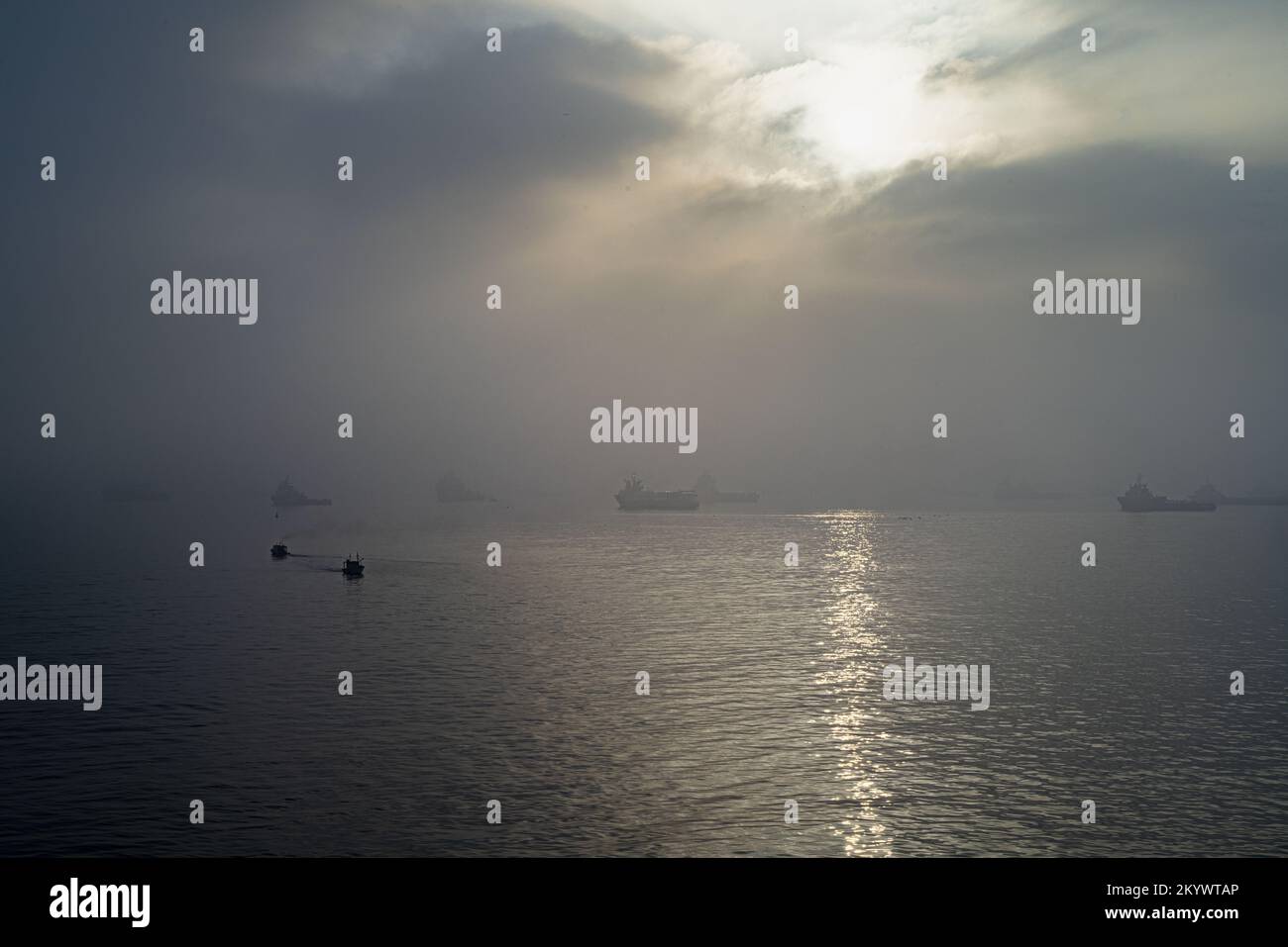 A foggy morning at Guanabara Bay, Rio de Janeiro, Brazil Stock Photo