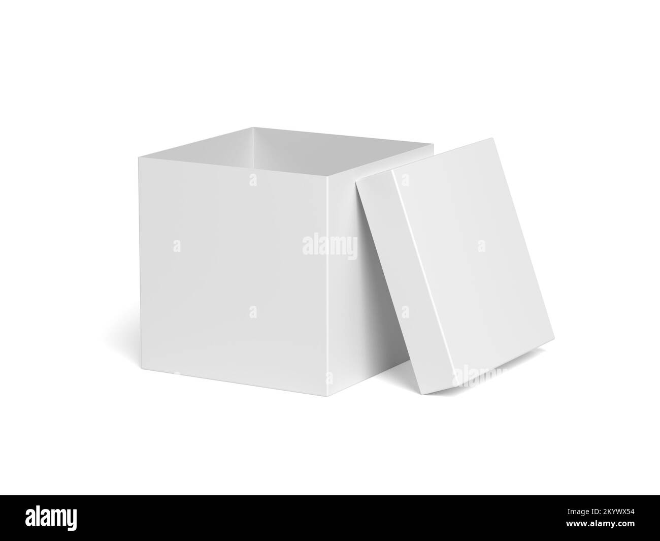 Empty box isolated on white background. Open. 3d illustration Stock