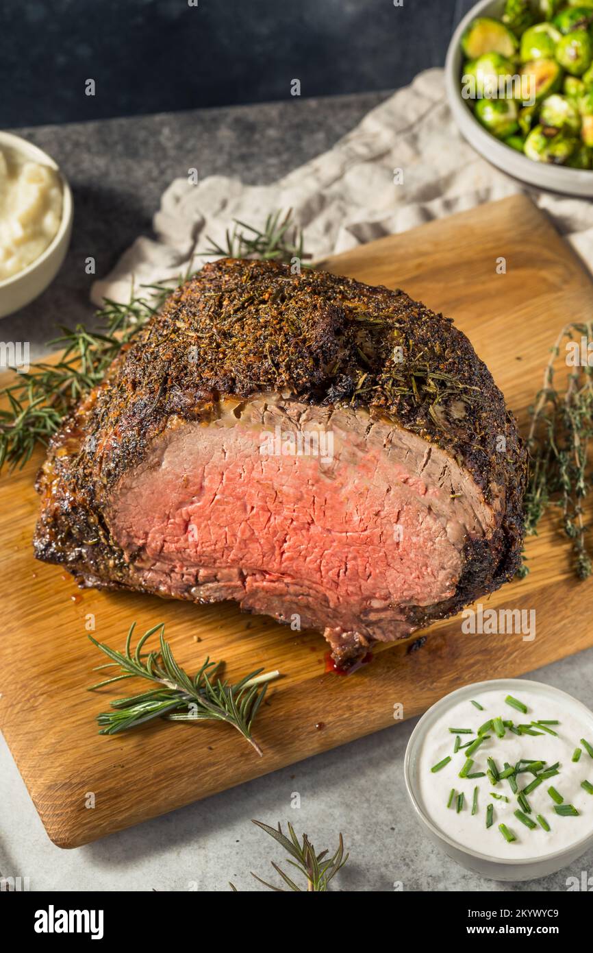 Homemade Standing Prime Rib Beef Roast with Horseradish Sauce and ...