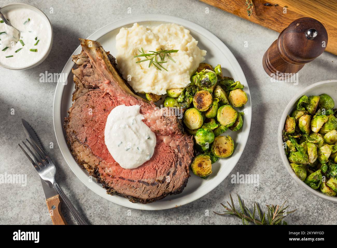 Homemade Standing Prime Rib Beef Roast with Horseradish Sauce and ...