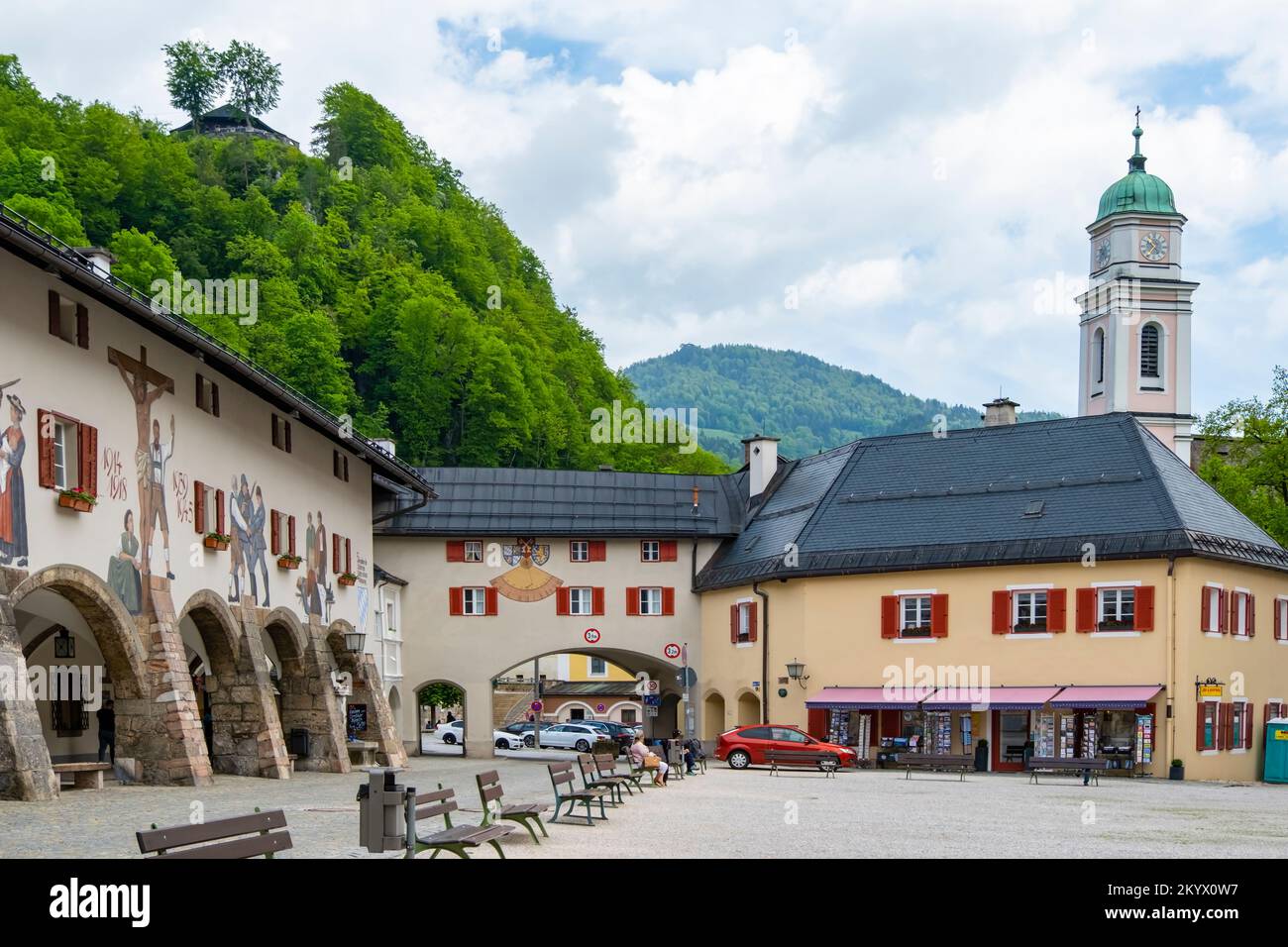 Downtown of Berchtesgaden, famous historic town in Nationalpark Berchtesgadener Land, Upper