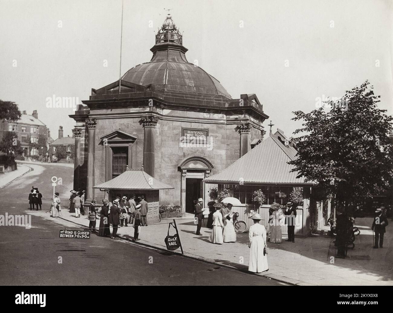 Vintage photograph 1911 Daily Mail Seller beside Royal Pump Room